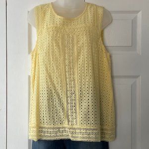 Laffaire Yellow Eyelet Sleeveless Top NWT